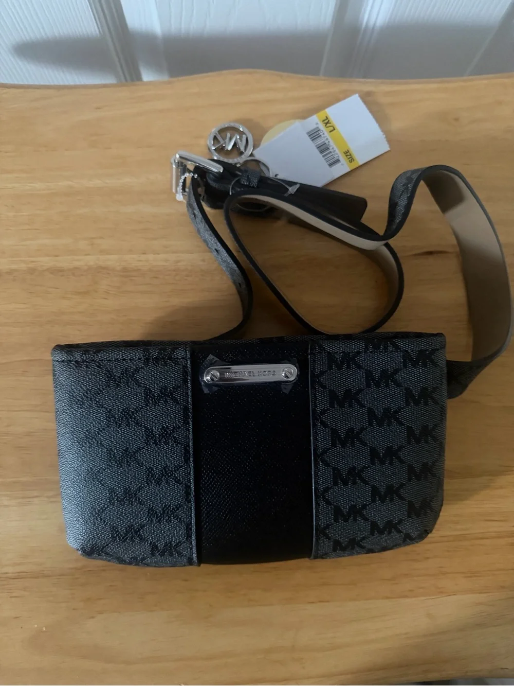 Michael Kors Black and Gray MK Logo Belt Bag